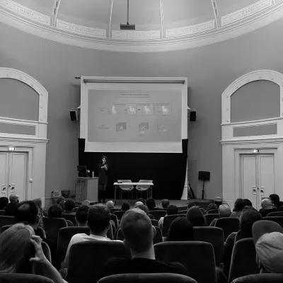 Giving a talk on fear conditioning to a lecture hall